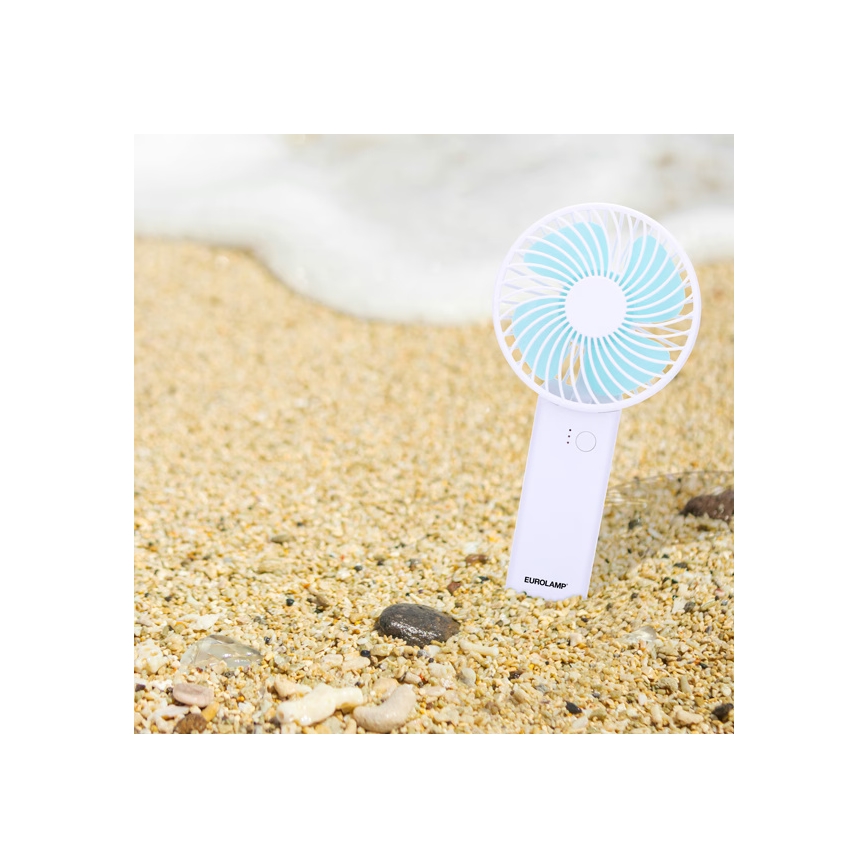 Ventilateur de poche rechargeable 4W/5V 1200 mAh blanc/bleu