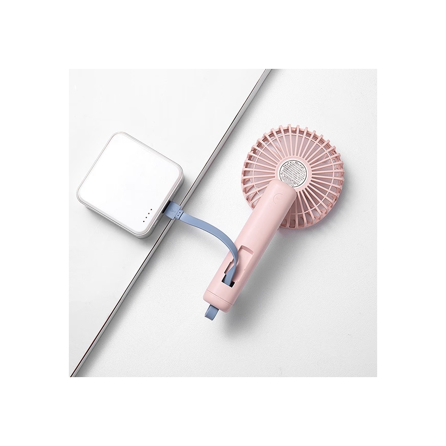 Ventilateur de poche rechargeable 5 W/5 V 1200 mAh rose