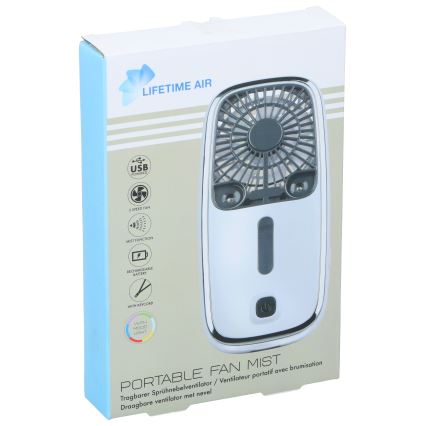 Ventilateur de poche rechargeable à LED RGB avec fonction brumisation 3,7 V 1200 mAh