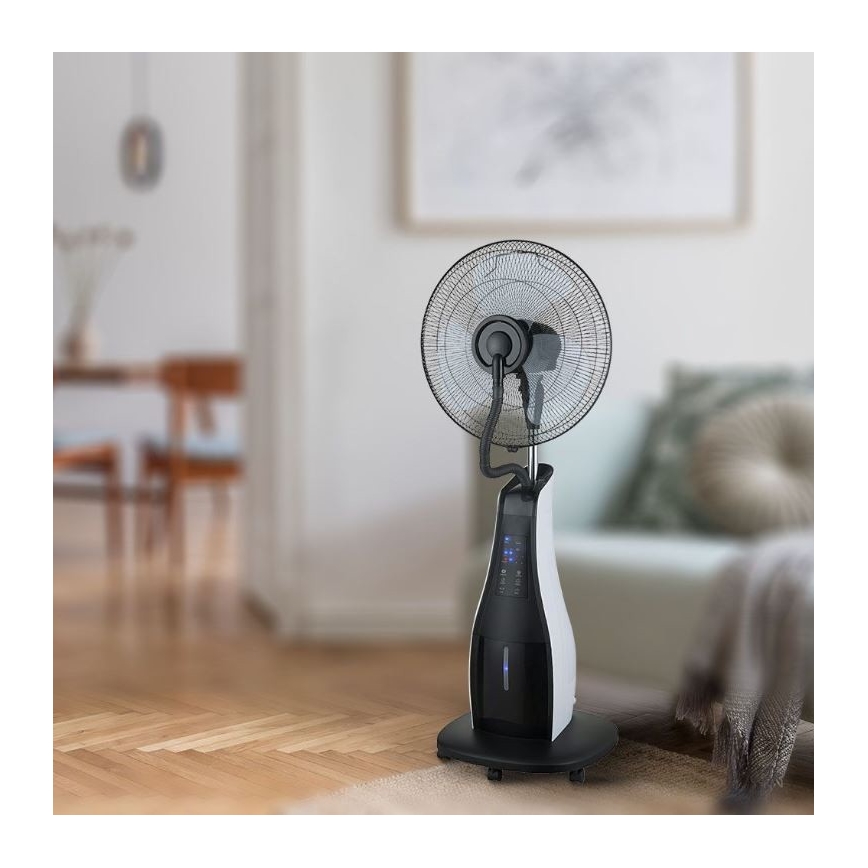 Ventilateur de sol avec pulvérisateur 80W/230V noir+ télécommande