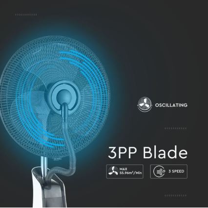 Ventilateur de sol avec pulvérisateur 80W/230V noir+ télécommande