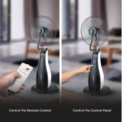 Ventilateur de sol avec pulvérisateur 80W/230V noir+ télécommande