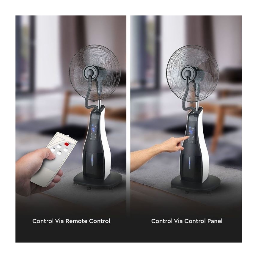 Ventilateur de sol avec pulvérisateur 80W/230V noir+ télécommande