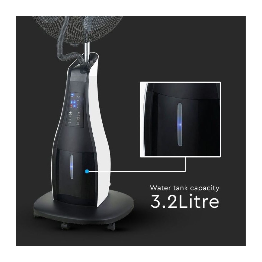 Ventilateur de sol avec pulvérisateur 80W/230V noir+ télécommande
