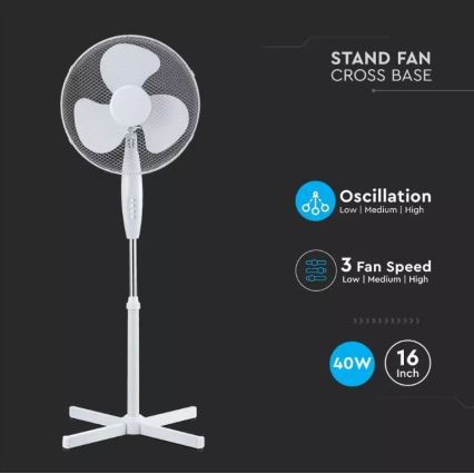 Ventilateur de sol Ø 41 cm 40W/230V blanc