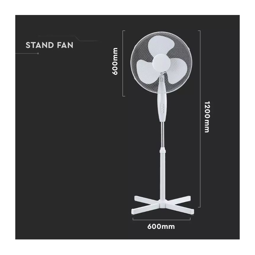 Ventilateur de sol Ø 41 cm 40W/230V blanc