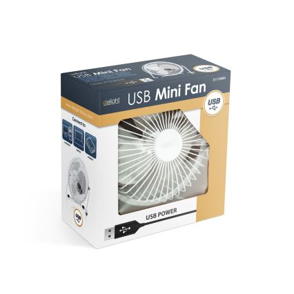 Ventilateur de table 1,75 W/5 V USB, Ø 18 cm, blanc