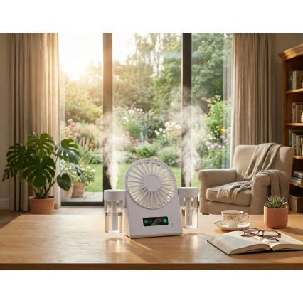 Ventilateur de table rechargeable à brumisation 3,7 V 1200 mAh