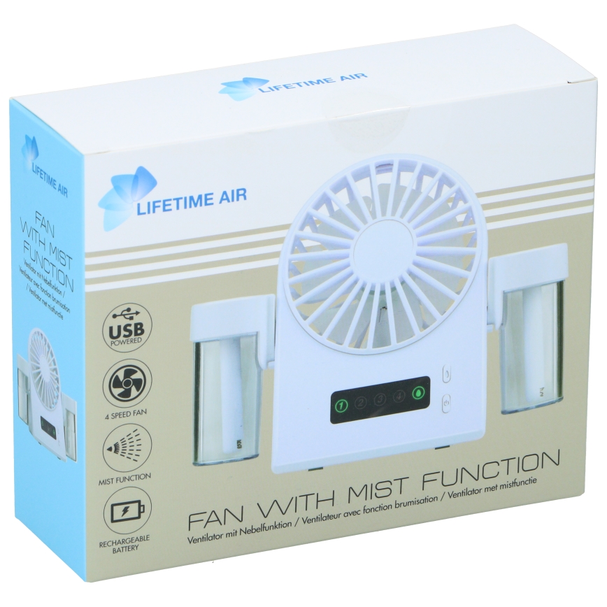 Ventilateur de table rechargeable à brumisation 3,7 V 1200 mAh