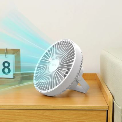 Ventilateur de table rechargeable avec éclairage LED/2W/5V USB 2400 mAh blanc