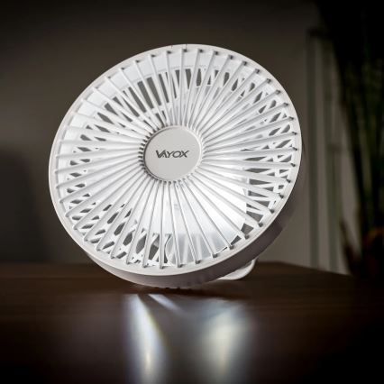 Ventilateur de table rechargeable avec éclairage LED/2W/5V USB 2400 mAh blanc