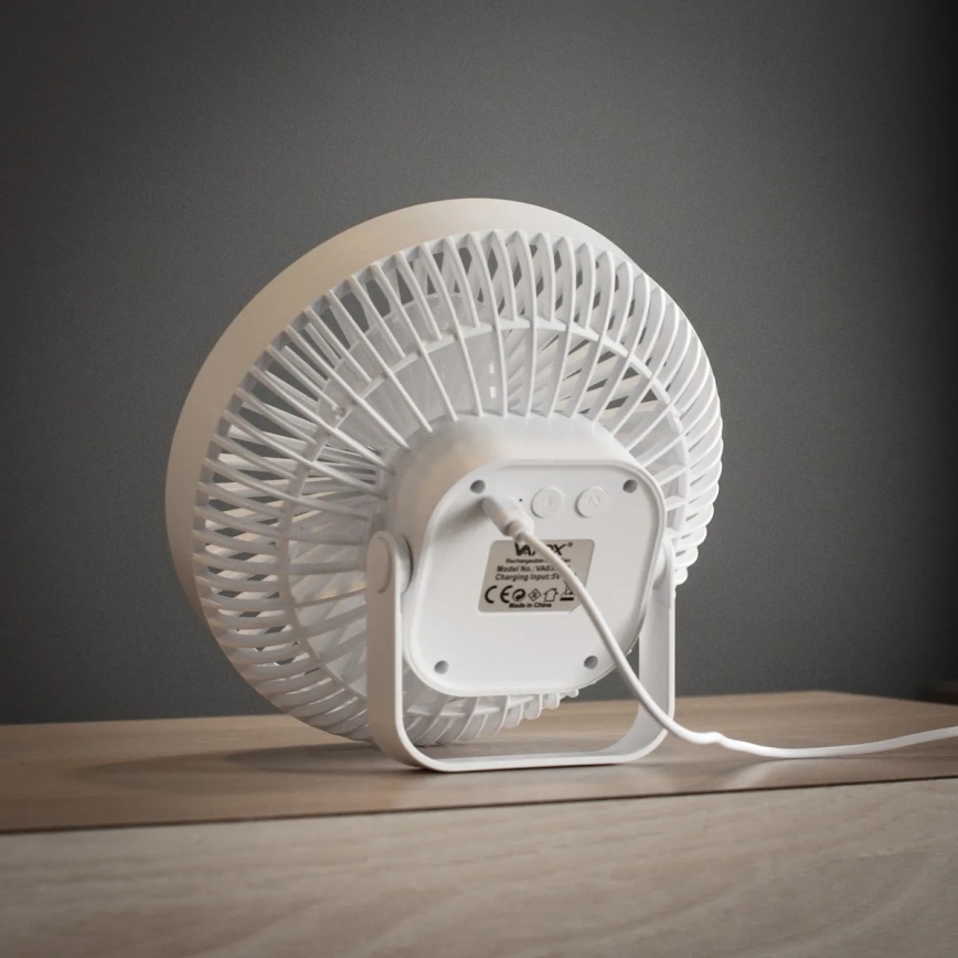 Ventilateur de table rechargeable avec éclairage LED/2W/5V USB 2400 mAh blanc