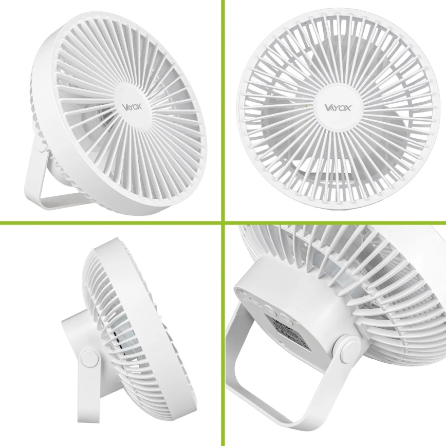 Ventilateur de table rechargeable avec éclairage LED/2W/5V USB 2400 mAh blanc