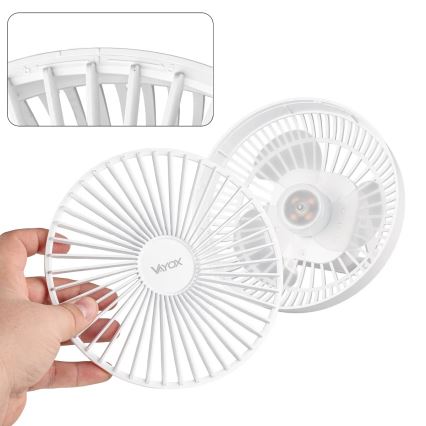 Ventilateur de table rechargeable avec éclairage LED/2W/5V USB 2400 mAh blanc