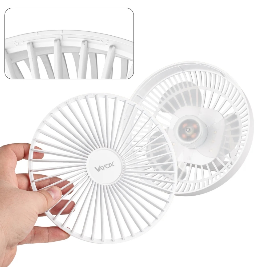 Ventilateur de table rechargeable avec éclairage LED/2W/5V USB 2400 mAh blanc