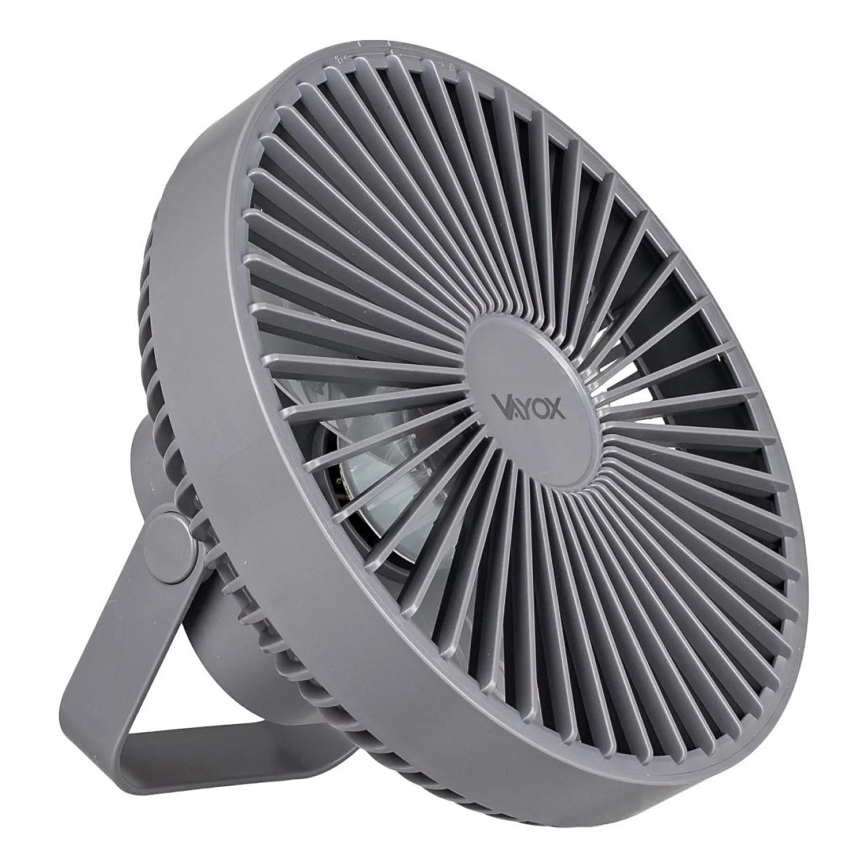 Ventilateur de table rechargeable avec éclairage LED/2W/5V USB 2400 mAh gris