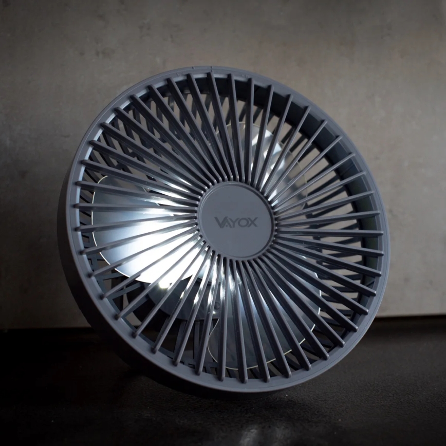 Ventilateur de table rechargeable avec éclairage LED/2W/5V USB 2400 mAh gris