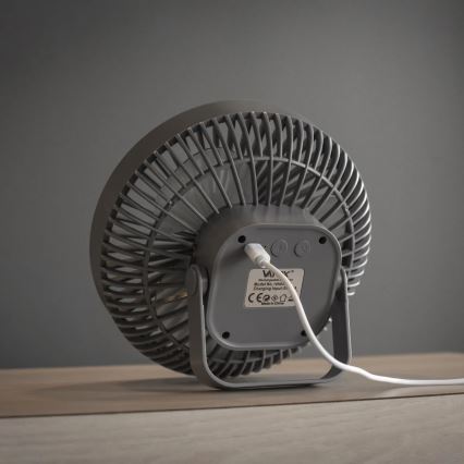 Ventilateur de table rechargeable avec éclairage LED/2W/5V USB 2400 mAh gris