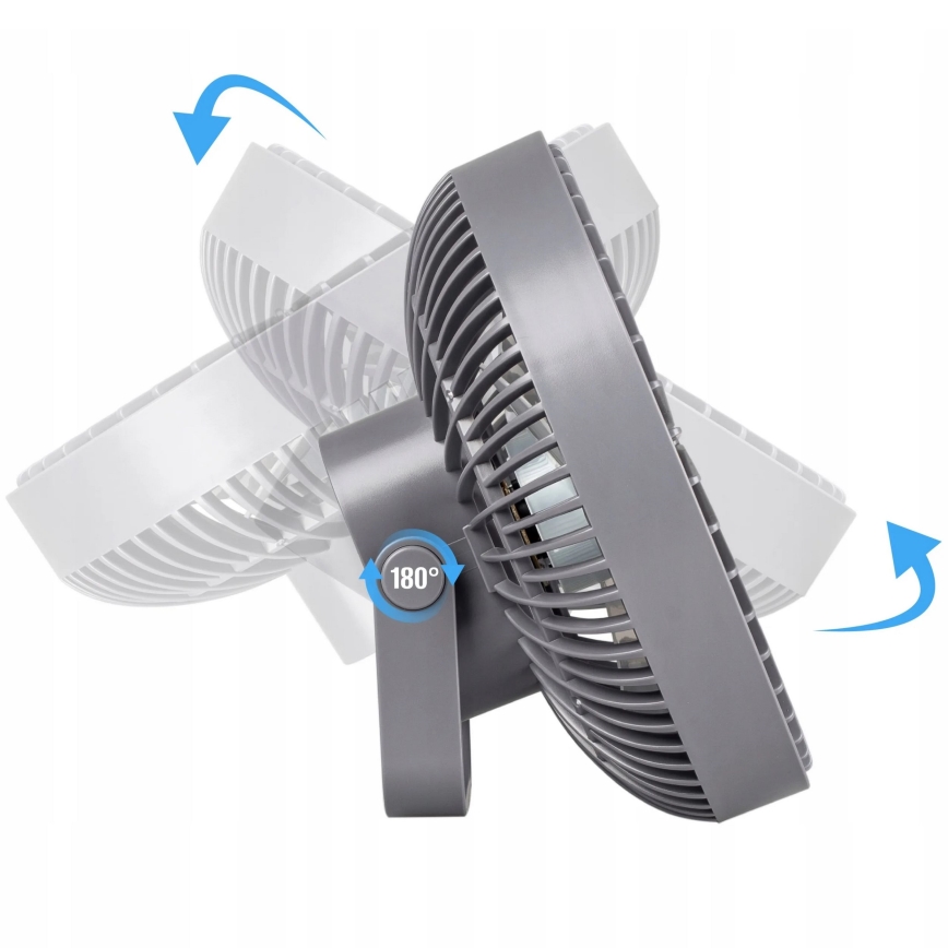 Ventilateur de table rechargeable avec éclairage LED/2W/5V USB 2400 mAh gris