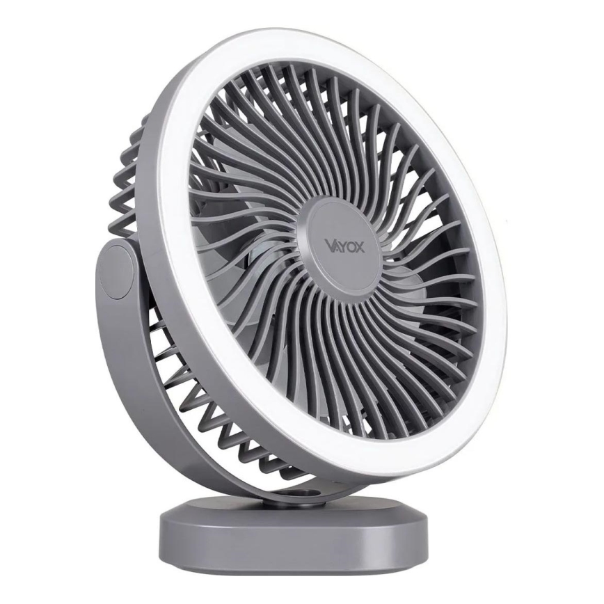 Ventilateur de table rechargeable avec éclairage LED/3W/5V USB 2400 mAh gris