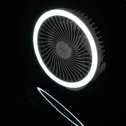 Ventilateur de table rechargeable avec éclairage LED/3W/5V USB 2400 mAh gris