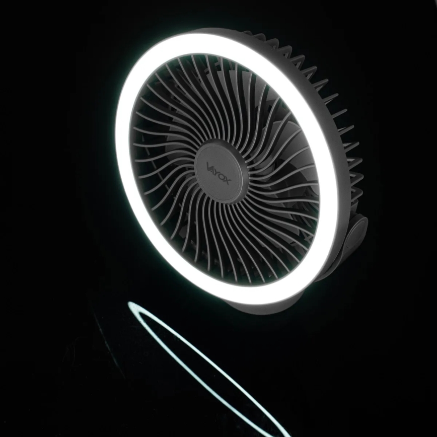 Ventilateur de table rechargeable avec éclairage LED/3W/5V USB 2400 mAh gris