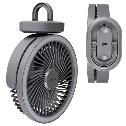 Ventilateur de table rechargeable avec éclairage LED/3W/5V USB 2400 mAh gris
