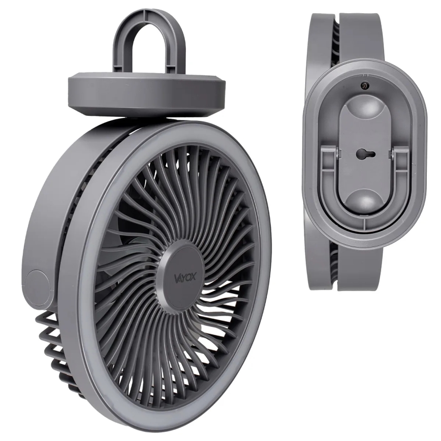 Ventilateur de table rechargeable avec éclairage LED/3W/5V USB 2400 mAh gris