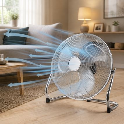 Ventilateur sur pied 140 W / 230 V Ø 45 cm chromé brillant