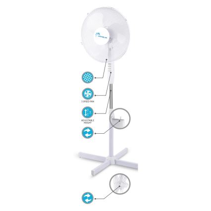 Ventilateur sur pied 42W/230V d. 40 cm blanc