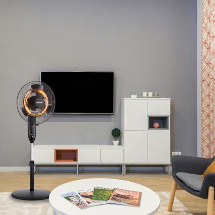 Ventilateur sur pied avec chauffage intégré 35 W/2000 W/230 V, Ø 40 cm, noir