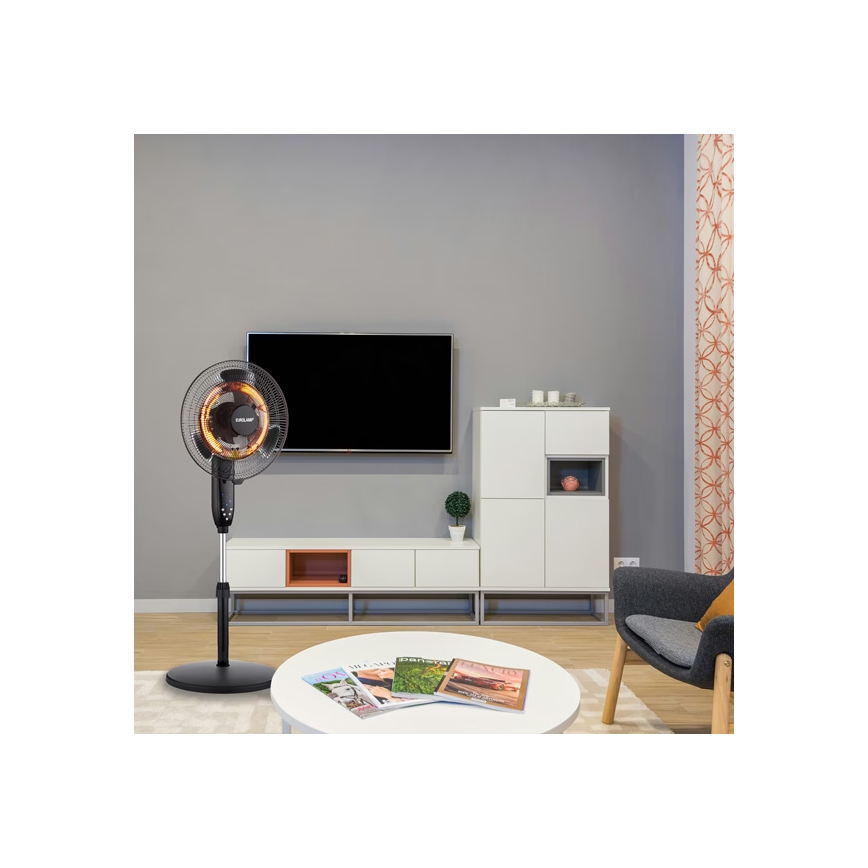 Ventilateur sur pied avec chauffage intégré 35 W/2000 W/230 V, Ø 40 cm, noir