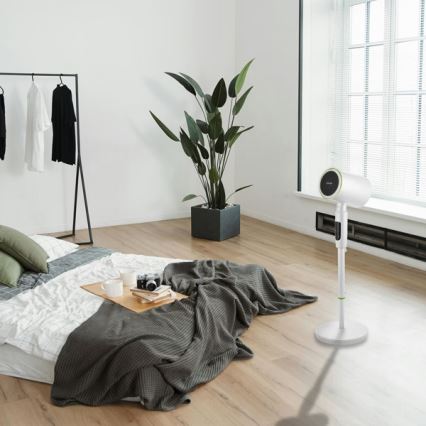 Ventilateur sur pied avec chauffage intégré 50 W / 2200 W / 230 V, Ø 20 cm, blanc