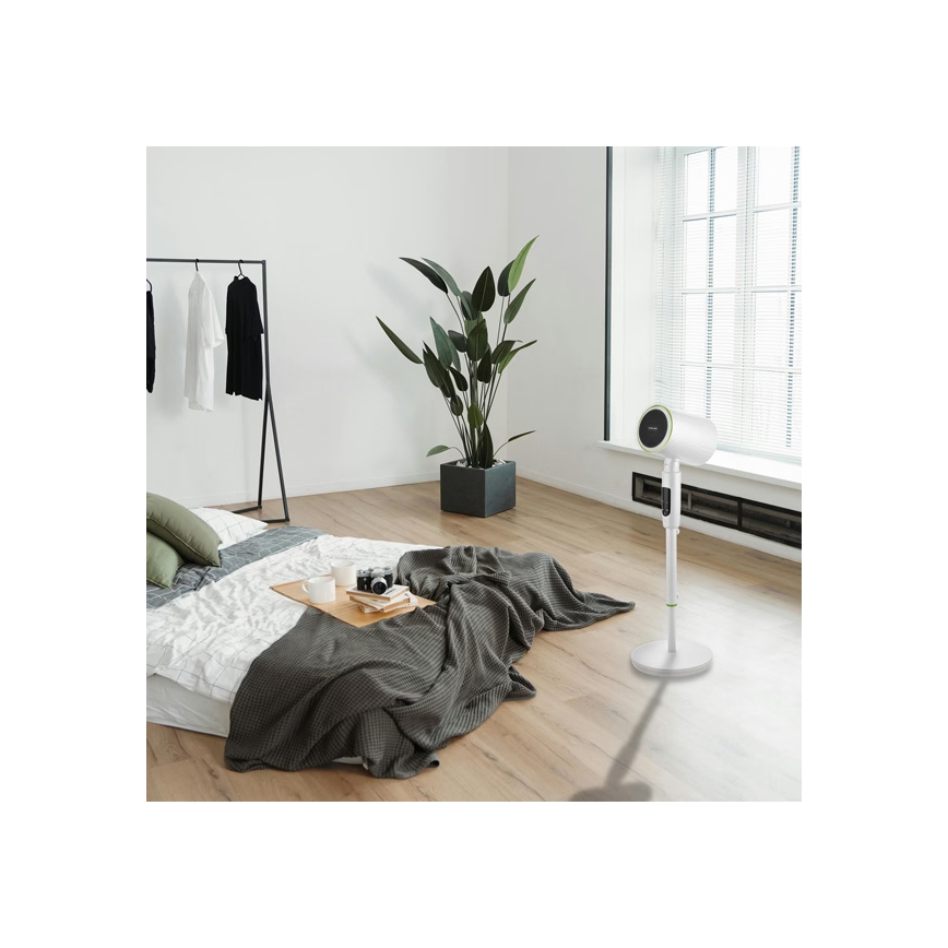 Ventilateur sur pied avec chauffage intégré 50 W / 2200 W / 230 V, Ø 20 cm, blanc
