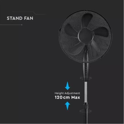 Ventilateur sur pied, diamètre 43 cm, 55W/230V, noir