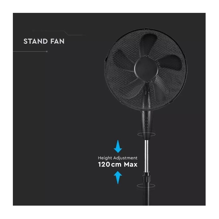 Ventilateur sur pied, diamètre 43 cm, 55W/230V, noir