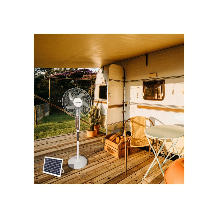 Ventilateur sur pied solaire 15W/4V/230V 120 cm blanc
