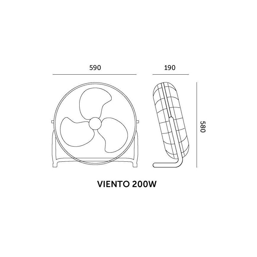 Ventilateur sur pied VIENTO 200W/230V chrome brillant