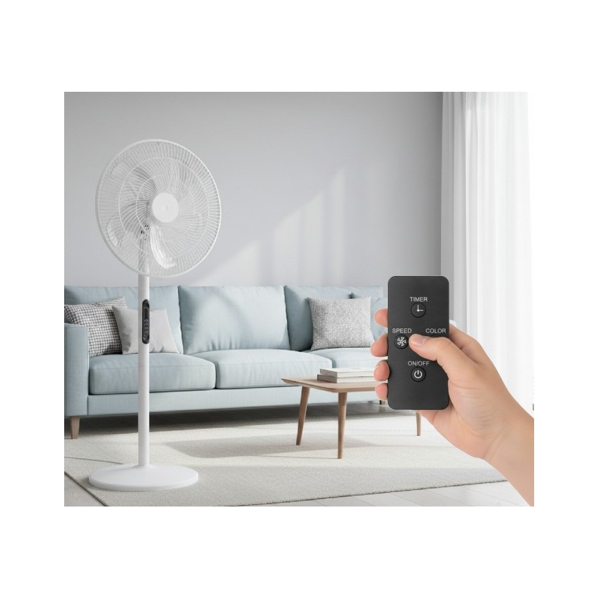 Ventilateur sur pied VIENTO-R 40W/230V blanc + télécommande
