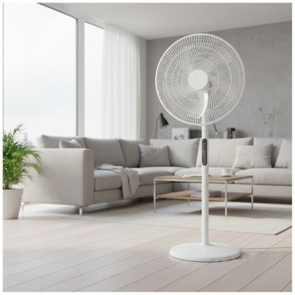 Ventilateur sur pied VIENTO-R 40W/230V blanc + télécommande