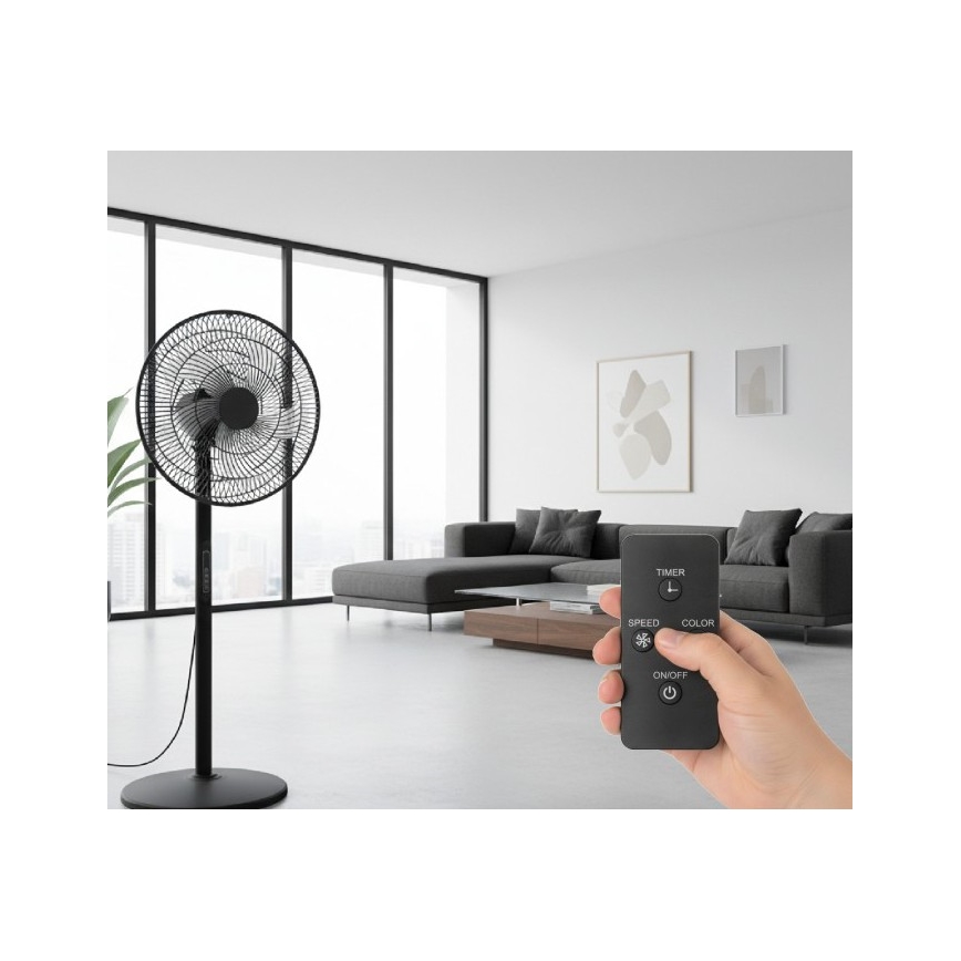 Ventilateur sur pied VIENTO-R 40W/230V noir + télécommande