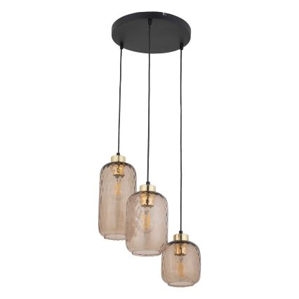 Verre de rechange pour lustre KARO E27 — diamètre 14 cm, brun fumé