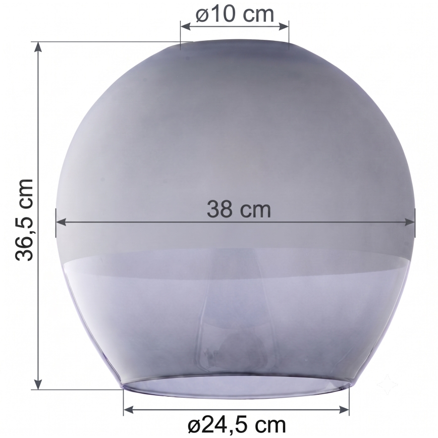 Verre de rechange pour lustre KULA E27, Ø 38 cm, gris fumé
