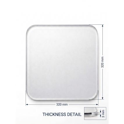 Verre de rechange pour plafonnier OAK SQUARE E27 32x32 cm blanc