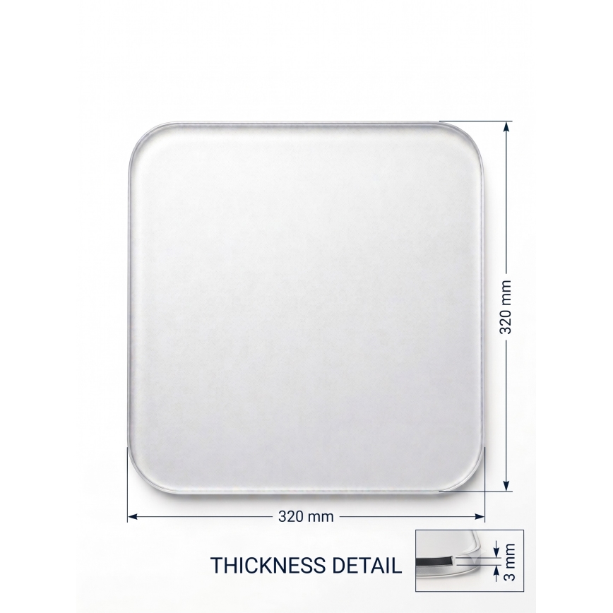 Verre de rechange pour plafonnier OAK SQUARE E27 32x32 cm blanc