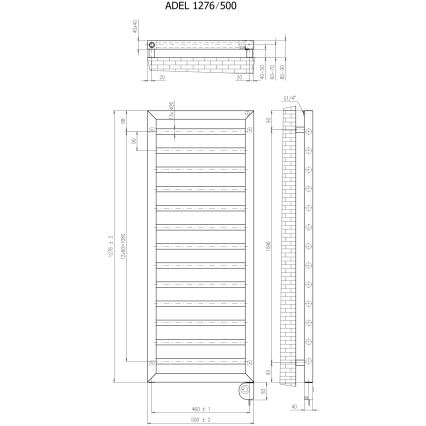 Vertaduro - Radiateur de salle de bains avec thermostat ADEL 600W 128x50 cm anthracite