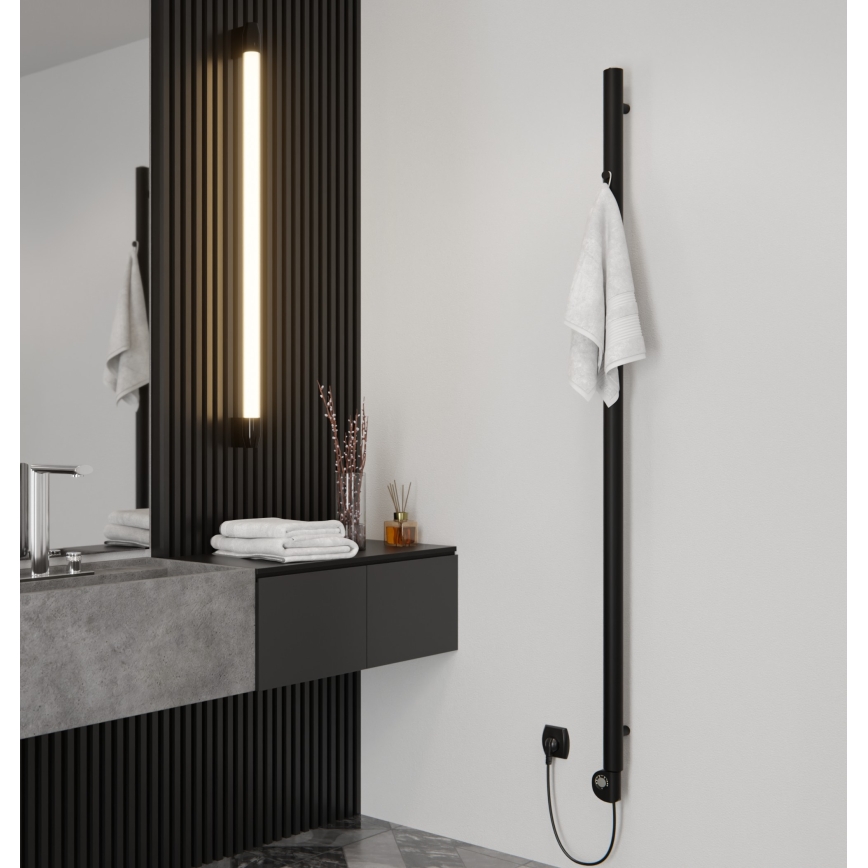 Vertaduro - Radiateur de salle de bains avec thermostat ERDA 400W 180x5 cm noir