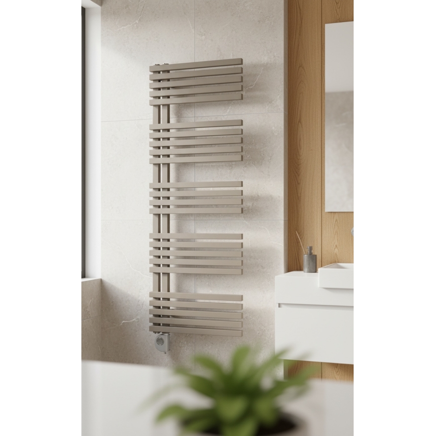 Vertaduro - Radiateur de salle de bains avec thermostat MICHELLE 600W 129x50 cm taupe