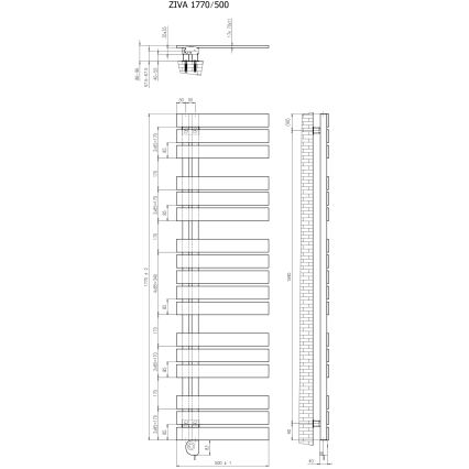 Vertaduro - Radiateur de salle de bains avec thermostat ZIVA 800 W 177 x 50 cm noir