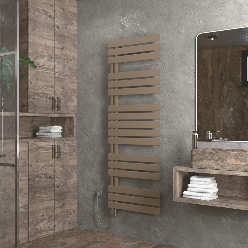 Vertaduro - Radiateur de salle de bains avec thermostat ZIVA 800 W 177 x 50 cm taupe